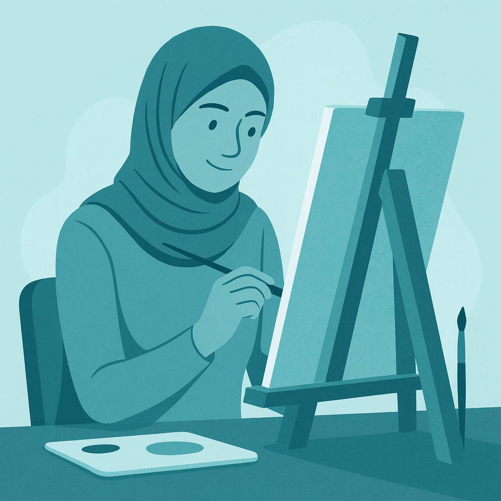 An artist working at an easel, showing the importance of D&I in freelance, creative industries.